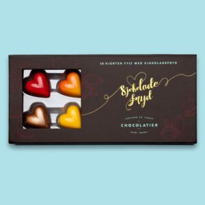 Gaveeske 10 biter SJOKOLADEHJERTER