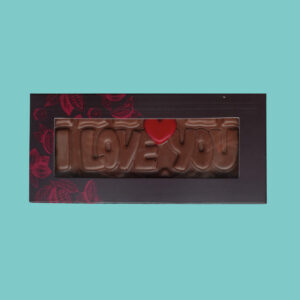 Sjokoladeplate med tekst "I love you"